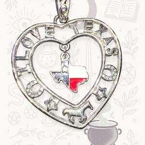 Vintage Texas Dangle Pendant Silver Tone State Charm 2”